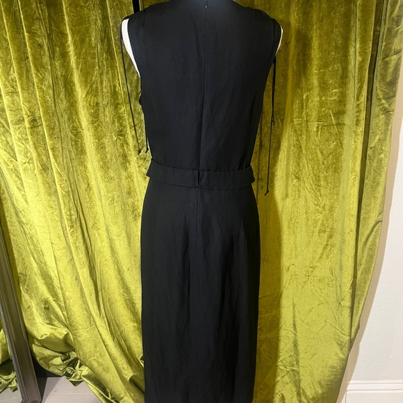 Derek Lam 10 Crosby Black Midi A-Line Dress Linen Viscose Black 8 - Picture 4 of 7